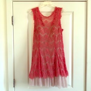 Pink lace dress with tulle skirt